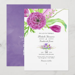 Invitación Código QR de RSVP de acuarela floral boda de prima