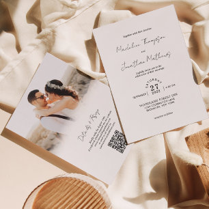 Invitación Código QR de RSVP de Boda con Presupuesto de Foto