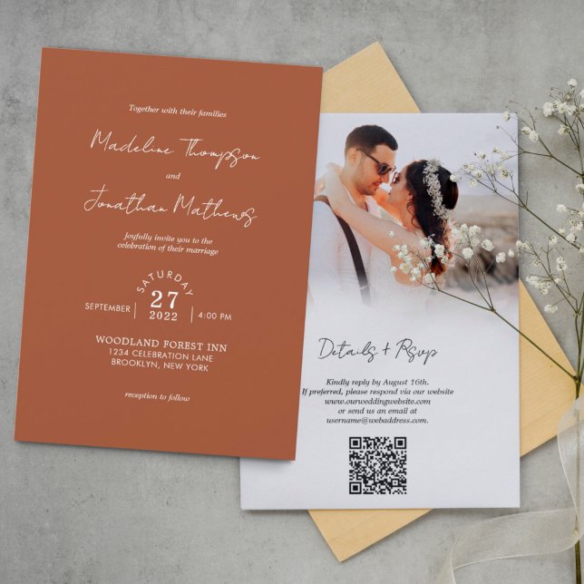 Invitación Código QR de RSVP de boda con presupuesto de foto  (Subido por el creador)