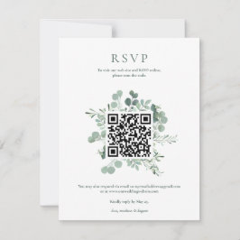 Invitación Código QR de RSVP de boda con vegetación de eucali