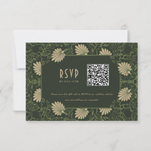 Invitación Código QR de RSVP de Boda Nouveau