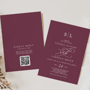 Invitación Código QR de SOPHIA Cae Marrón rojo todo en un Bod