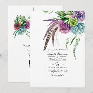 Invitación Código QR de Suculenta Mística RSVP Boda Bohemiana
