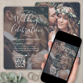Invitación Código QR de superposición de foto RSVP Bodas con