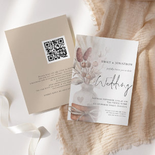 Invitación Código QR de superposición de hierbas de Pampas Bo