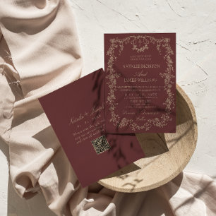 Invitación Código QR de tacones florales de dinero antiguo bu