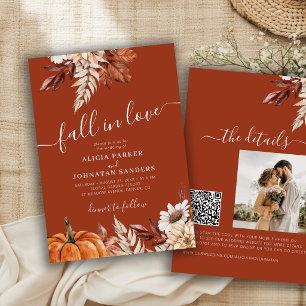 Invitación Código QR de terracota Botánico de boda Enamorars