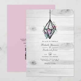 Invitación Código QR de Terrario Floral Rústico Boda de Jardí