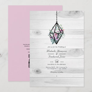 Invitación Código QR de Terrario Floral Rústico Boda de Jardí