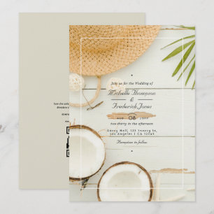 Invitación Código QR de verano rústico RSVP Boda de playa