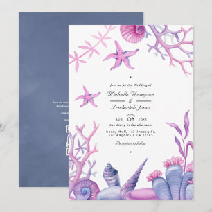 Invitación Código QR de vida oceánica en acuarela Boda náutic