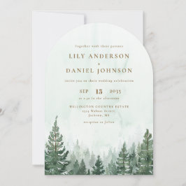 Invitación Código QR del Arco de Boda del Bosque de Pino Acua