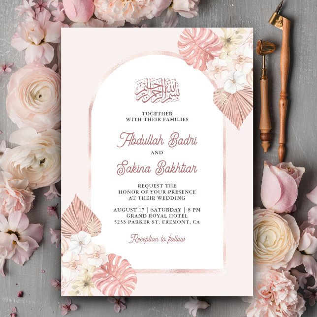 Invitación Código QR del Arco Floral Rosa Boho para Boda Musu (Subido por el creador)
