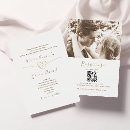 Invitación Código QR del Boda blanco clásico