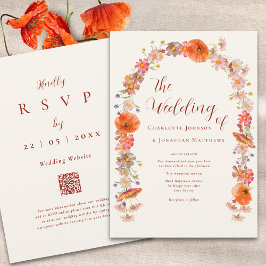Invitación Código QR del Boda Boho Colorful Wildflower