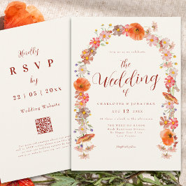 Invitación Código QR del Boda Boho Wildflower