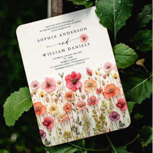 Invitación Código QR del Boda Boho Wildflower redondeado
