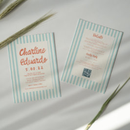 Invitación Código QR del Boda de escritura a mano azul y rojo