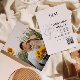 Invitación Código QR del Boda de guiones fotográficos clásico