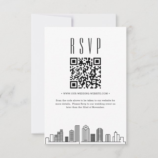 Invitación Código QR del Boda de Houston RSVP (Anverso)