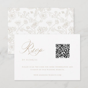 Invitación Código QR del Boda de la Chinoiserie Beige