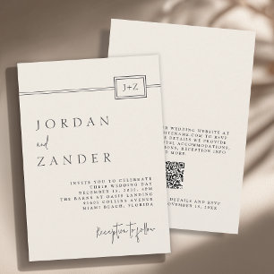 Invitación Código QR del Boda de Monograma Minimalista de mar