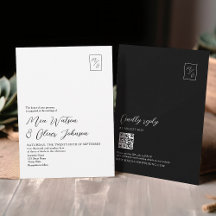 Código QR del Boda de monograma mínimo en blanco y