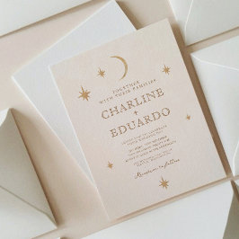 Invitación Código Qr del Boda del Boho Celestial de la Luna D