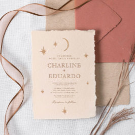 Invitación Código Qr del Boda del Boho Celestial de la Luna D