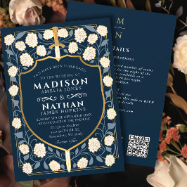 Invitación Código QR del Boda del Escudo de la Espada Azul