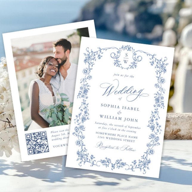 Invitación código QR del Boda Floral Azul de Gracia Ornate Vi (Subido por el creador)