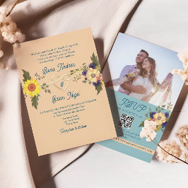 Invitación Código QR del Boda Floral Boho