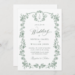 Invitación código QR del Boda floral de Gracia Ornate Victori