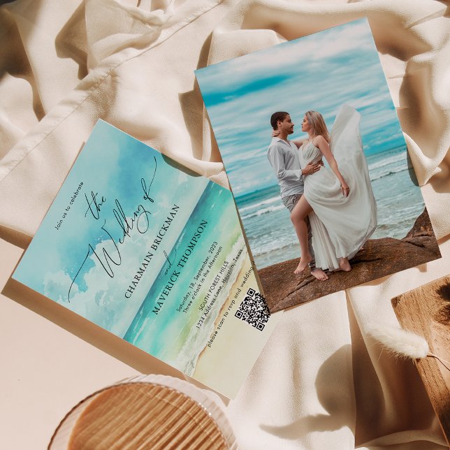 Invitación Código QR del Boda fotográfico de la playa de vera (Subido por el creador)