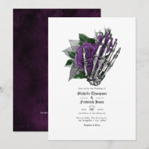 Código QR del Boda gótico morado floral