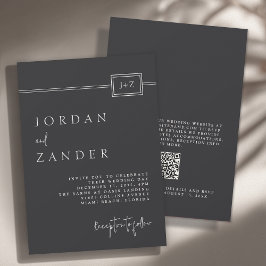 Invitación Código QR del Boda moderno de monograma Minimalist