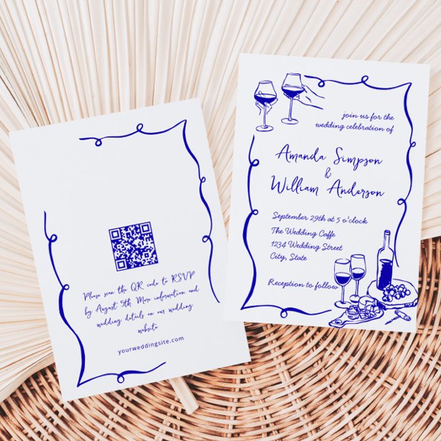 Invitación Código QR del Boda retro con escrúpulos dibujados  (Subido por el creador)