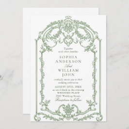 Invitación código QR del Boda verde de la salvia floral de or