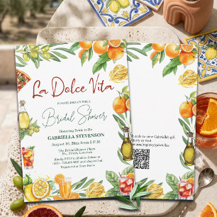 Invitación Código QR del cóctel italiano La Dolce Vita Bridal
