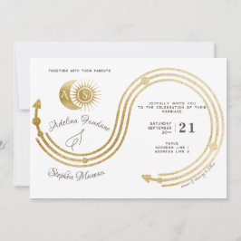 Invitación Código QR del Escudo de Monograma de Sol y Luna de