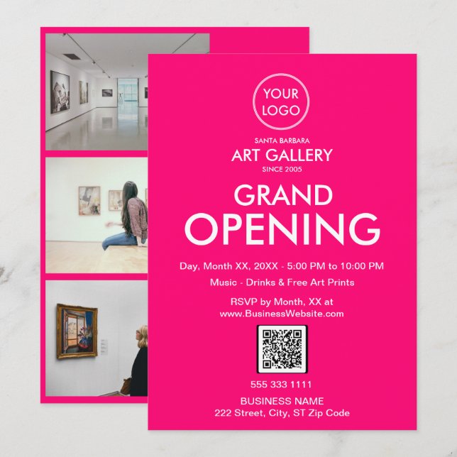 Invitación Código QR del logotipo comercial moderno de la gra (Anverso / Reverso)