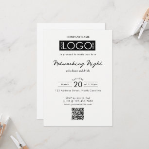 Invitación Código QR del logotipo del evento de cena de netwo