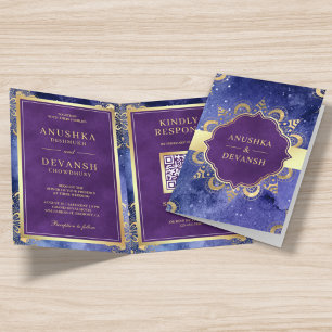 Invitación Código QR del Mandala de la Galaxia Periwinkle par