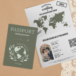Invitación Código QR del mapa del pasaporte de destino de bod
