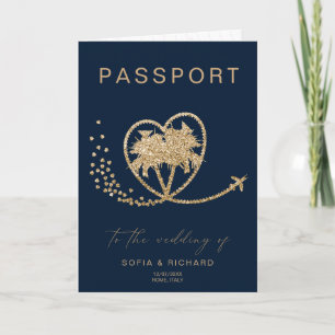 Invitación Código QR del Mapa Mundial de Pasaporte de Boda de