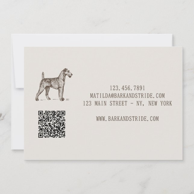 Invitación Código QR del negocio de paseo de perros Bark & St (Reverso)