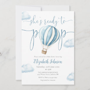Invitación Código QR del niño del globo azul pop Foto Baby Sh
