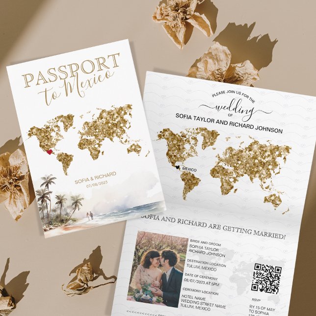 Invitación Código QR del pasaporte de la boda de destino de l (Subido por el creador)