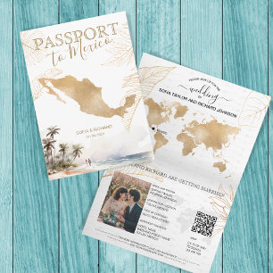 Invitación Código QR del pasaporte de la boda de destino de l