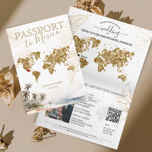 Invitación Código QR del pasaporte de la boda de destino de l